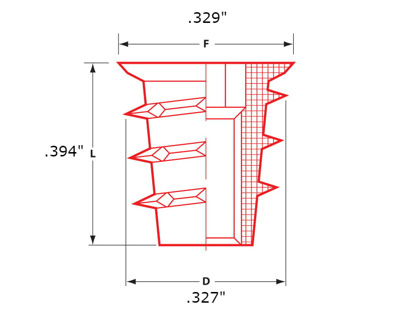 Fifty (50) #8-32 Zinc Hex Flanged Threaded Inserts For Wood | .394" Length (BCP879)