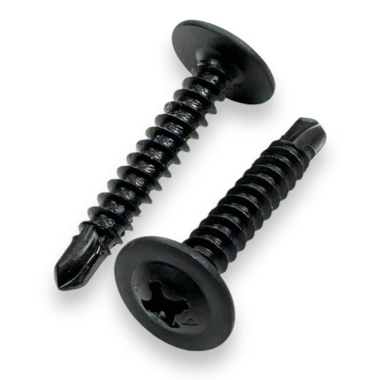 #8 Phillips Modified Truss Head Self Drilling Screws, Black Phosphate, Self Tapping, 18 TPI - Ideal for Sheet Metal or Wire Lath to Metal Studs
