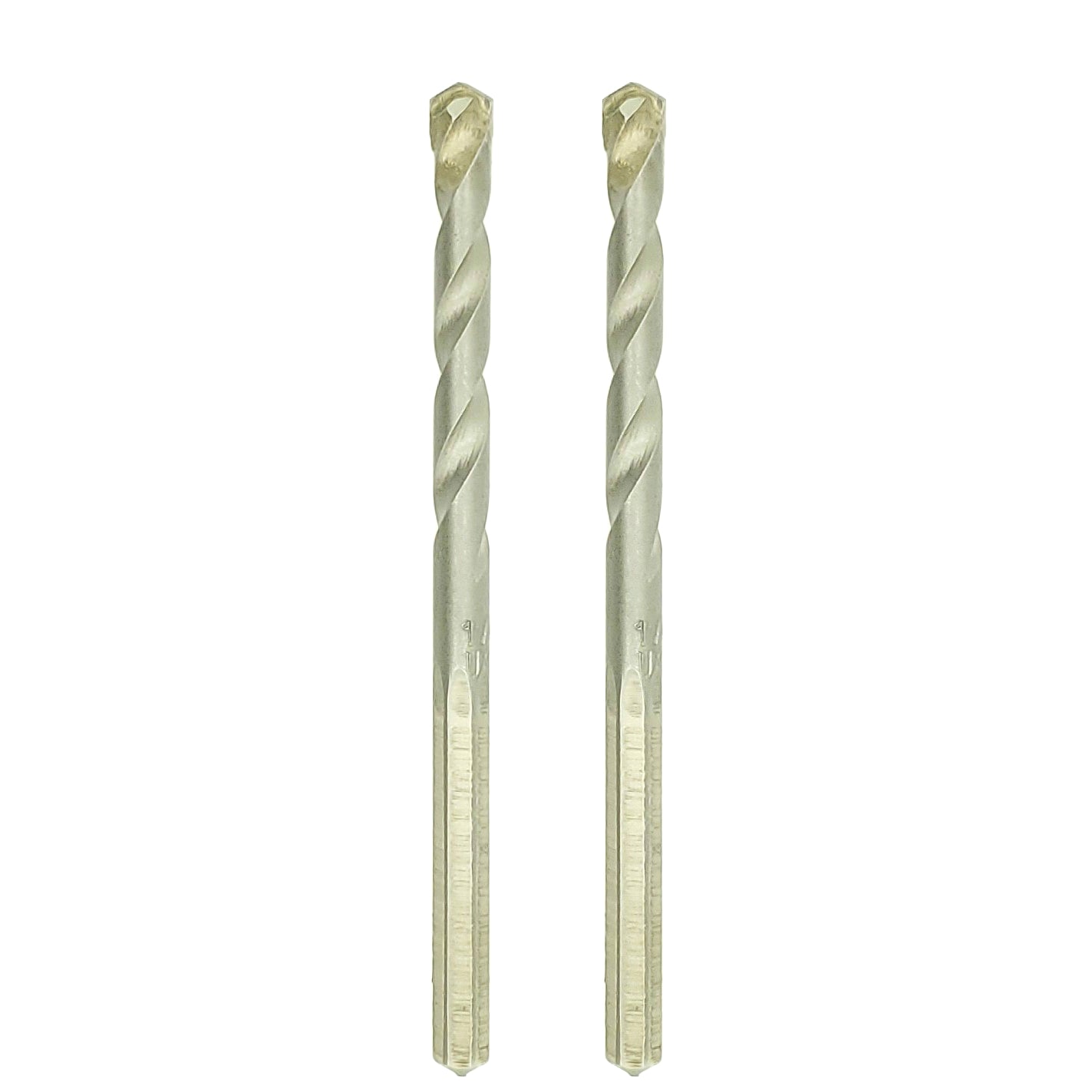 Two (2) 1/4" x 4" Premium Carbide Tip Hex Shank Masonry Drill Bits | Made In The USA (BCP955)