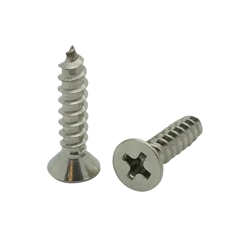 100 Qty #10 x 3/4" Flat Head 304 Stainless Phillips Head Wood Screws (BCP26)