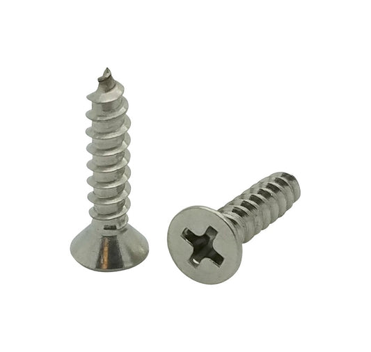 100 Qty #10 x 3/4" Flat Head 304 Stainless Phillips Head Wood Screws (BCP26)