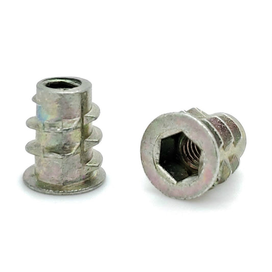 8-32 Zinc Hex Flanged Threaded Inserts