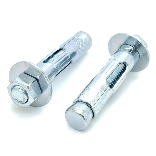 Four (4) 1/2" x 2-1/4" Zinc Plated Hex Nut Sleeve Anchor Bolts (BCP988)