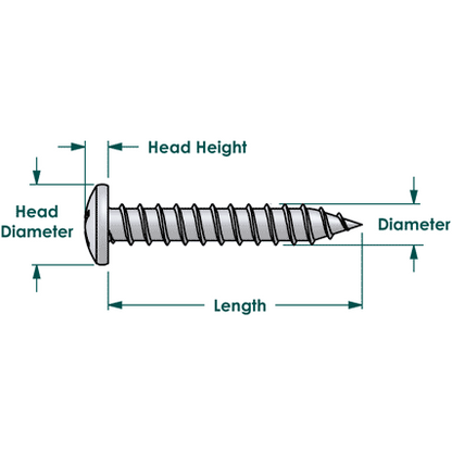100 Qty #8 x 1" Zinc Phillips Pan Head Wood Screws (BCP378)